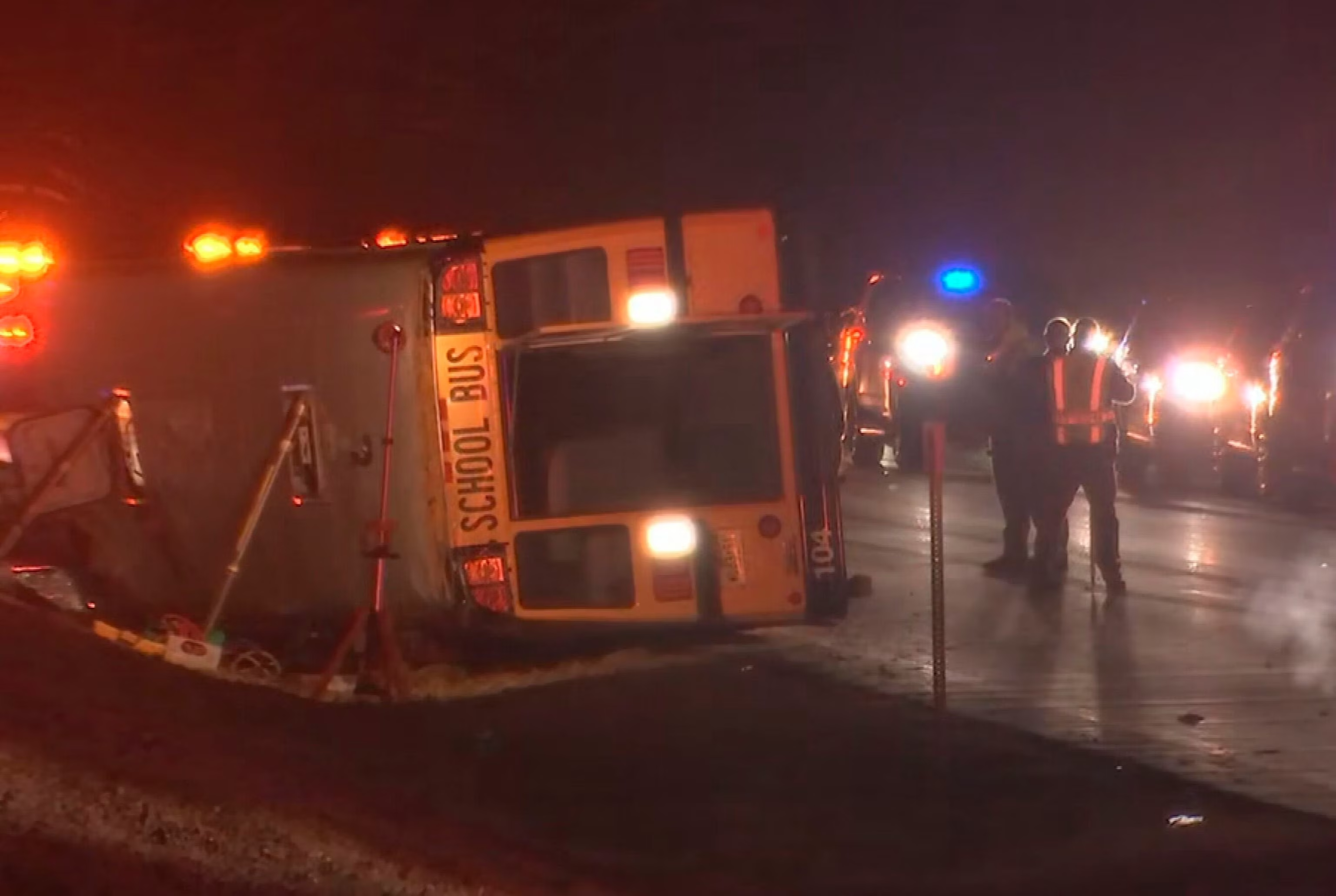 15 injured when school bus overturns in New Jersey